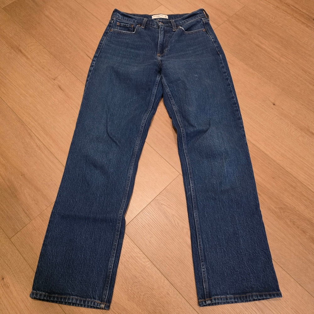 Abercrombie & Fitch Curve Love The Baggy Low Rise Jeans Dark Wash 24/00R Y2K